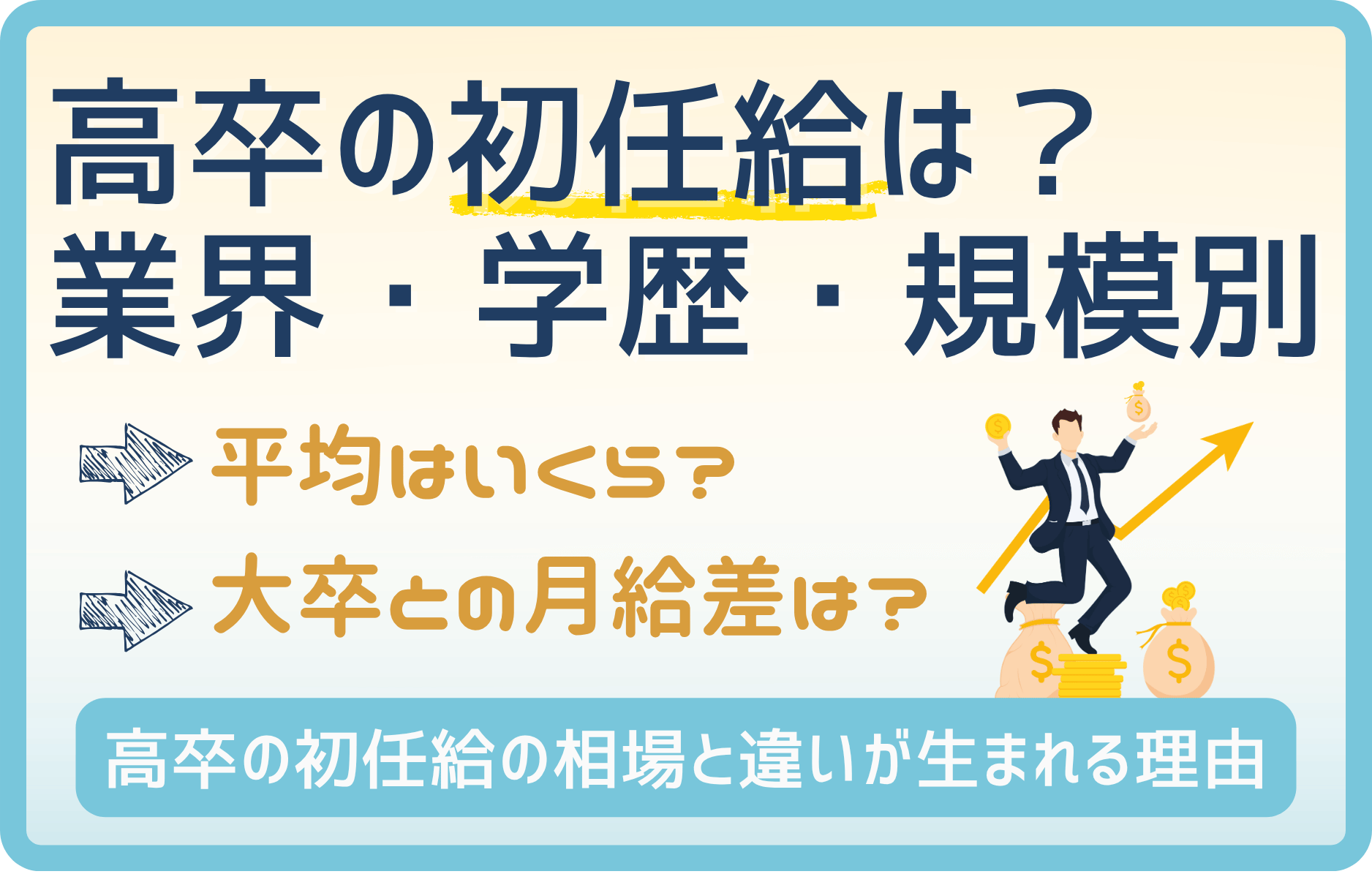 高卒の初任給を業界別・学歴別・企業規模別にデータを公開！