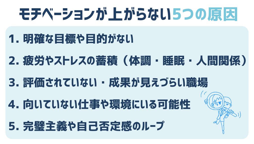 モチベーションが上がらない5つの理由箇条書き