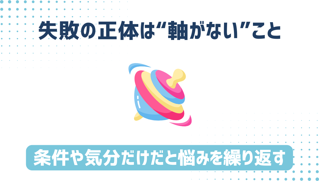 失敗の正体は“軸がない”こと、条件や気分だけだと、同じ悩みを繰り返す